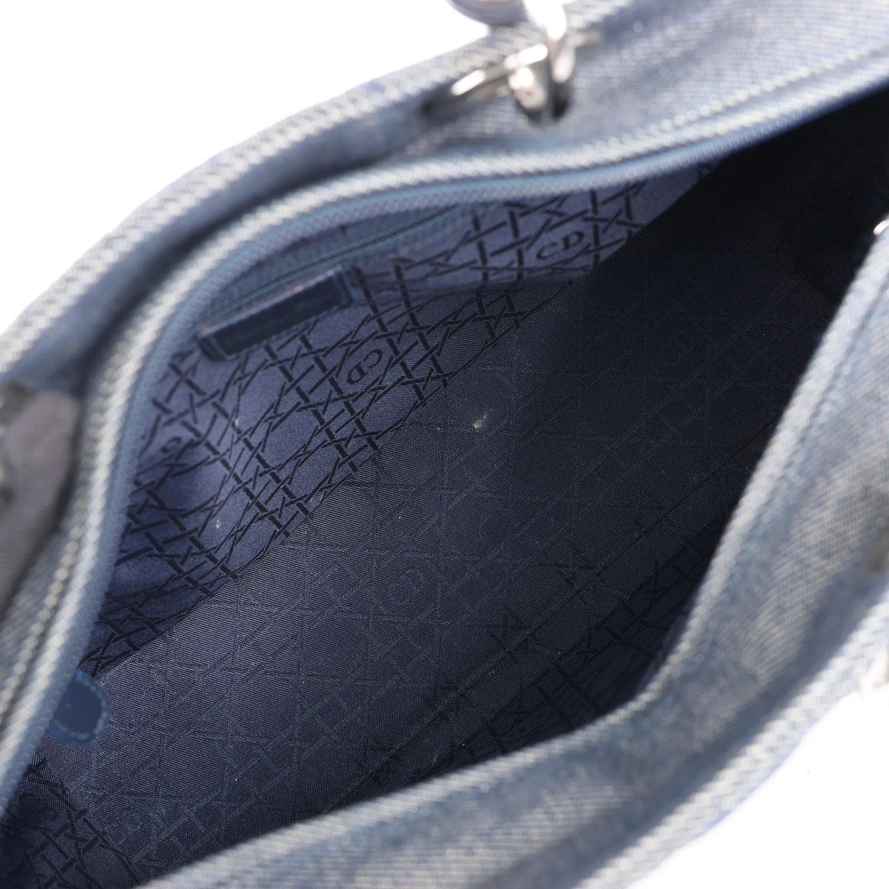 Dior Dior Lady Dior Dennim x Leather Cannage Large Handbag in Navy Blue Navy