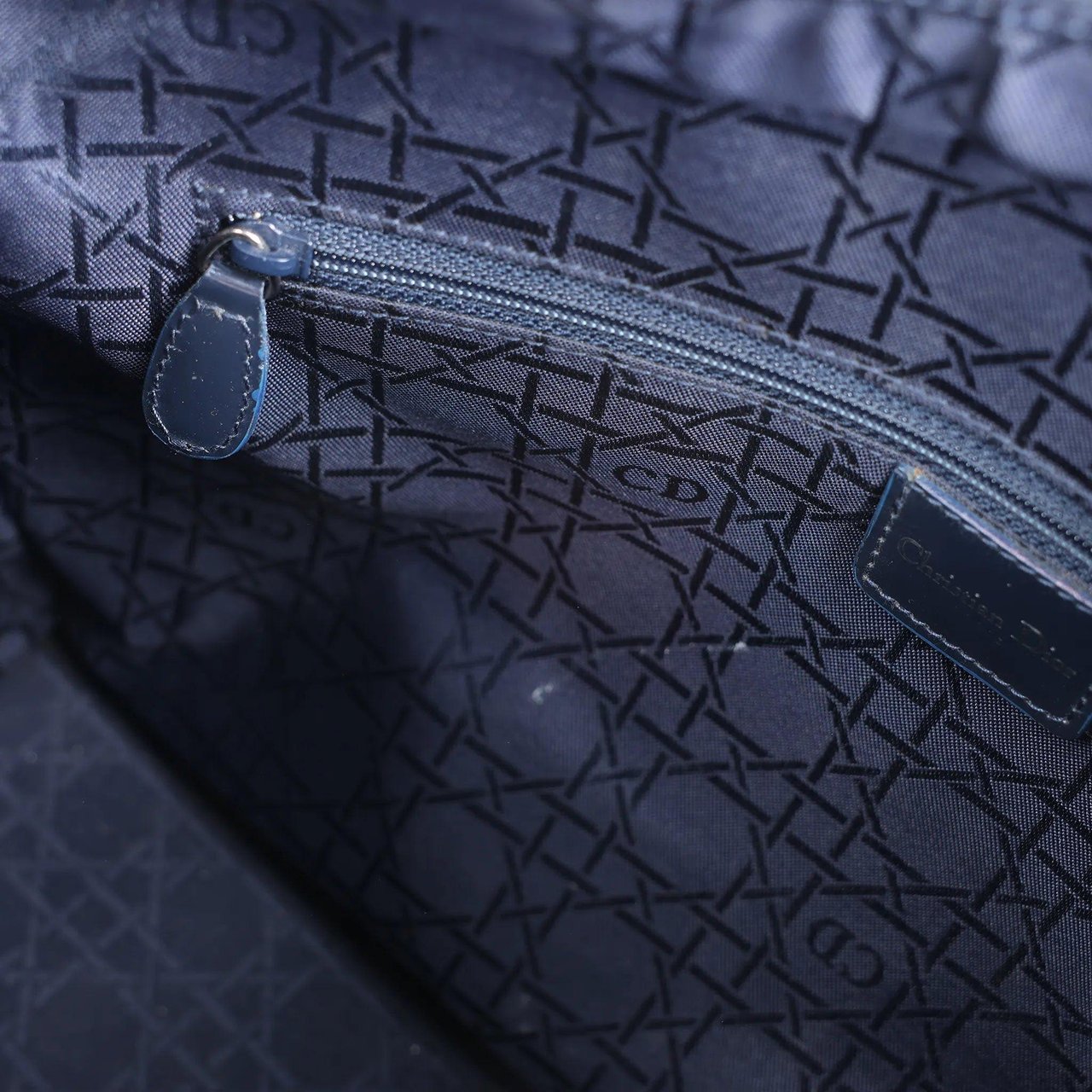 Dior Dior Lady Dior Dennim x Leather Cannage Large Handbag in Navy Blue Navy