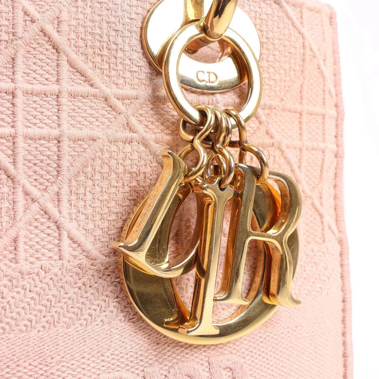 Dior Dior Lady D-Lite Cannage Canvas Medium 2Way Handbag in Pink Roze