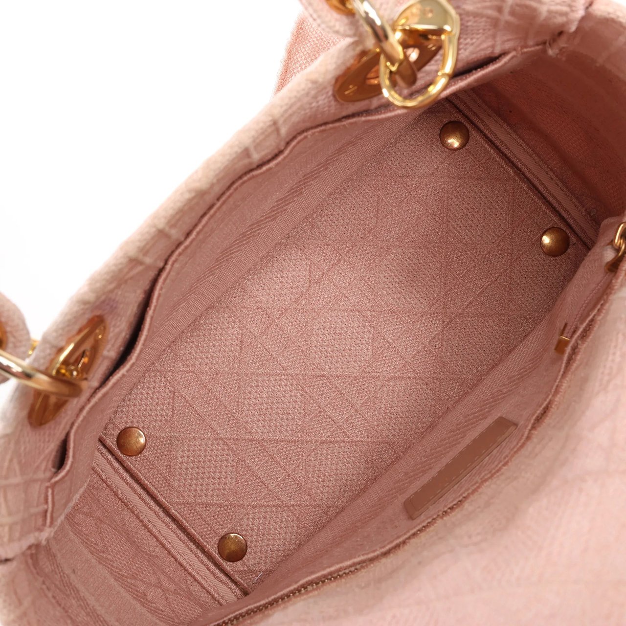 Dior Dior Lady D-Lite Cannage Canvas Medium 2Way Handbag in Pink Roze