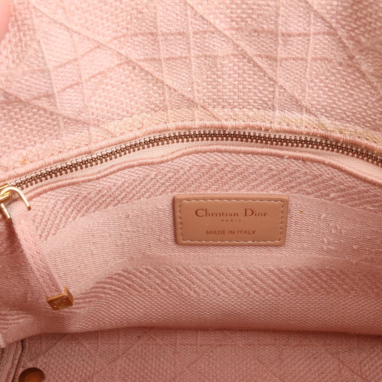 Dior Dior Lady D-Lite Cannage Canvas Medium 2Way Handbag in Pink Roze