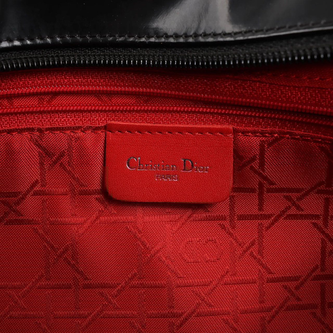 Dior Dior Lady Dior Large Patent Leather 2Way Handbag in Black Zwart