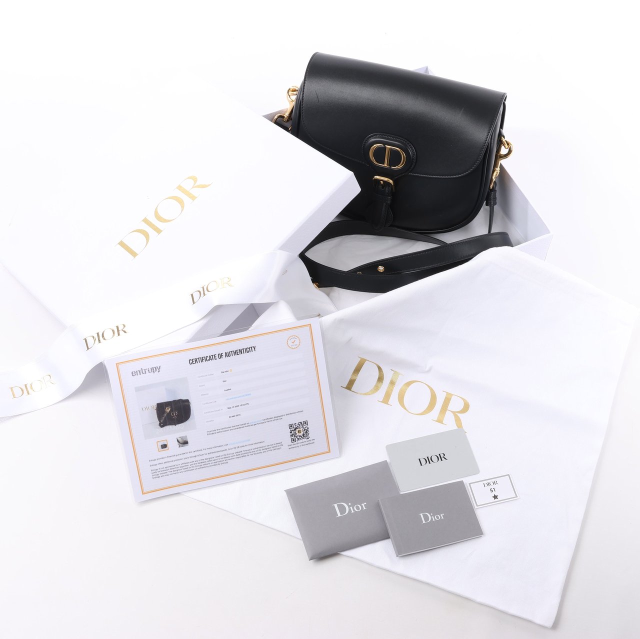 Dior Dior Bobby Medium Calfskin Flap Shoulder Bag in Black Zwart