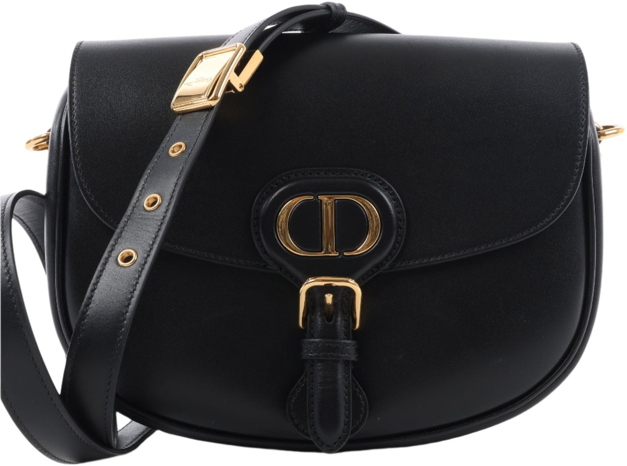 Dior Dior Bobby Medium Calfskin Flap Shoulder Bag in Black Zwart