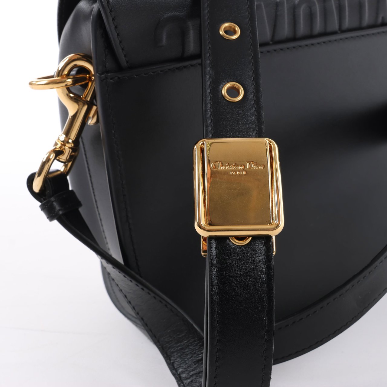 Dior Dior Bobby Medium Calfskin Flap Shoulder Bag in Black Zwart