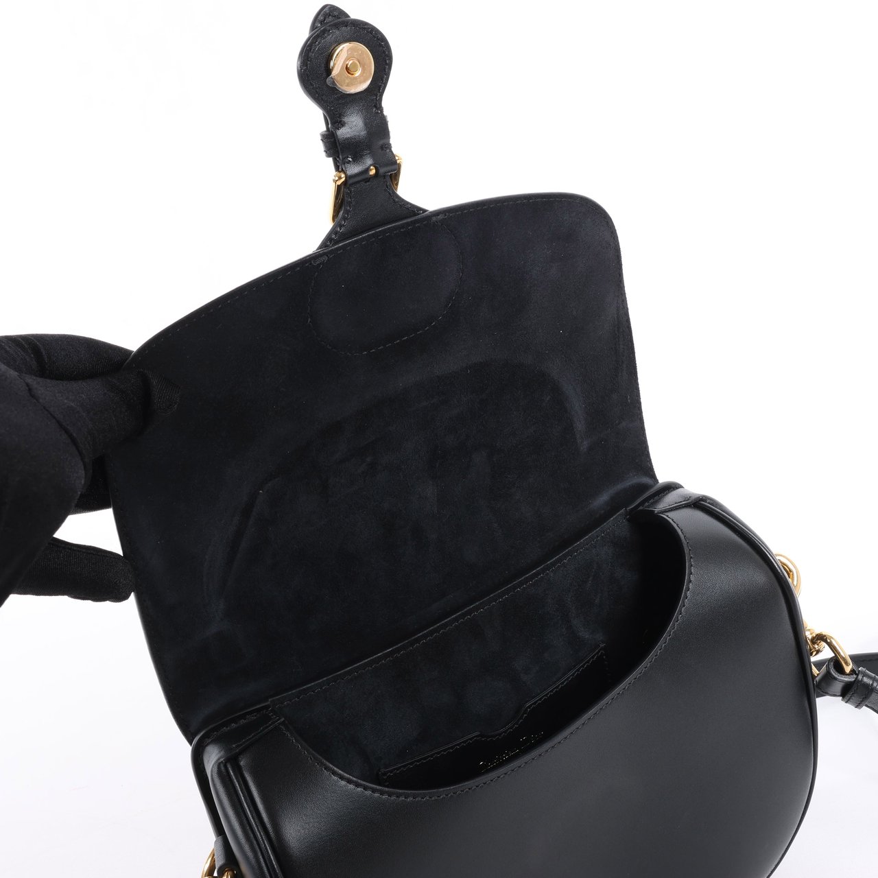 Dior Dior Bobby Medium Calfskin Flap Shoulder Bag in Black Zwart