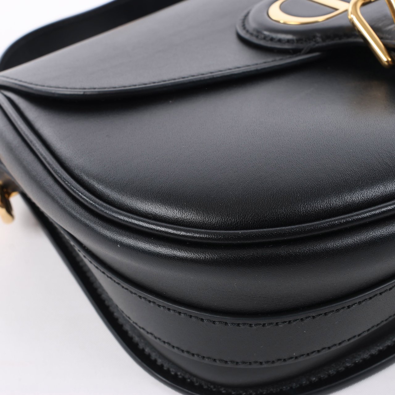 Dior Dior Bobby Medium Calfskin Flap Shoulder Bag in Black Zwart