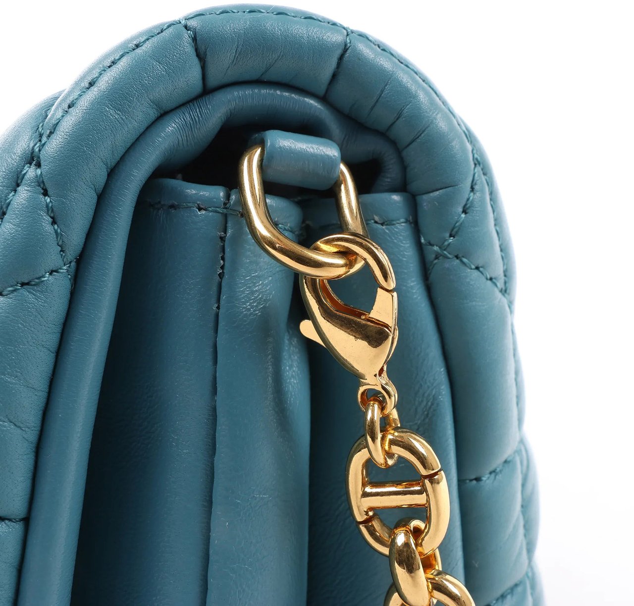 Dior Dior Caro Macrocannage Leather Chain Shoulder Bag in Blue Blauw