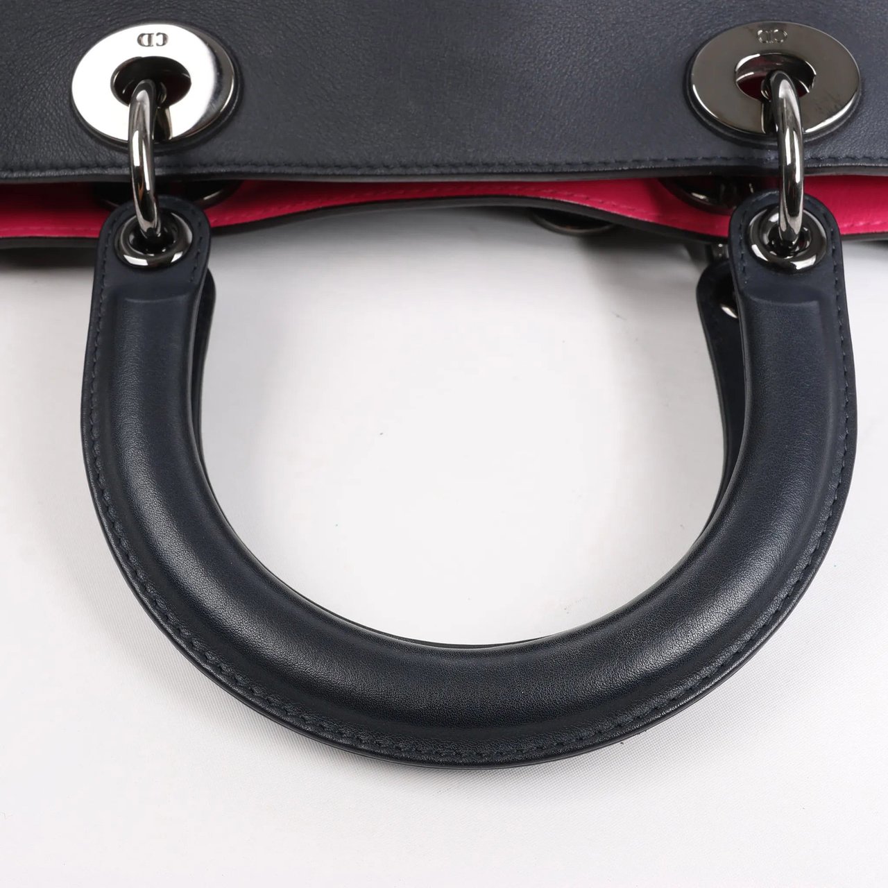 Dior Dior Diorissimo Smooth Leather Large 2Way Handbag in Black x Rose Indien Zwart