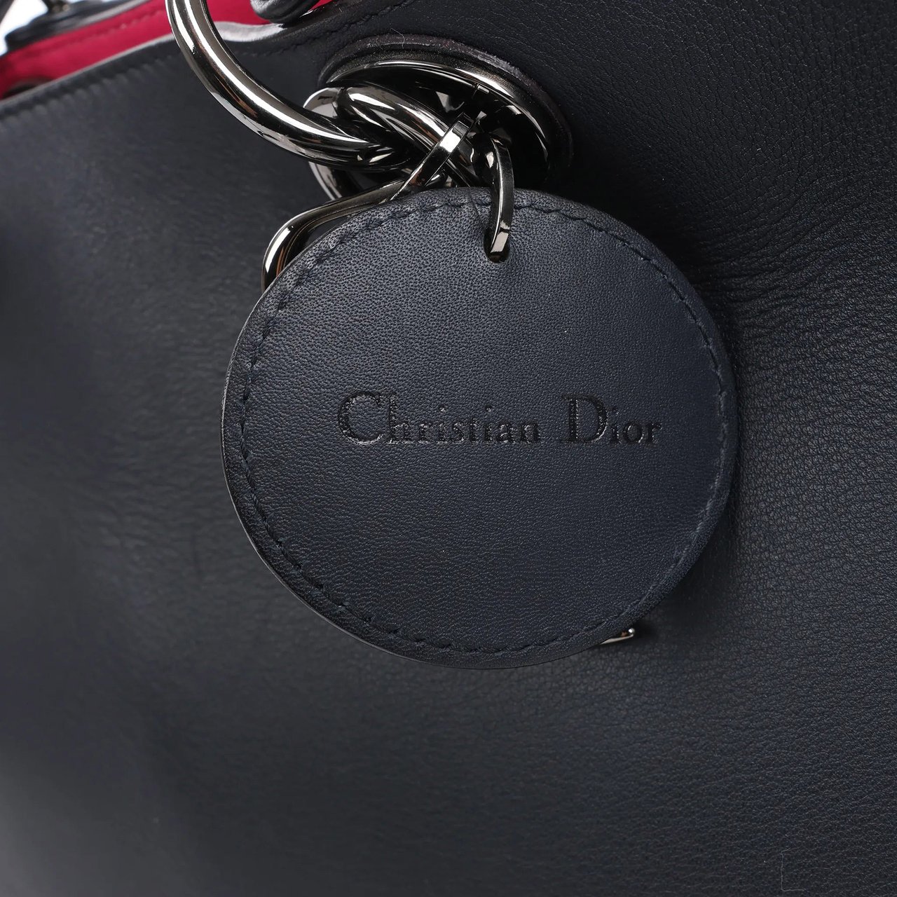 Dior Dior Diorissimo Smooth Leather Large 2Way Handbag in Black x Rose Indien Zwart