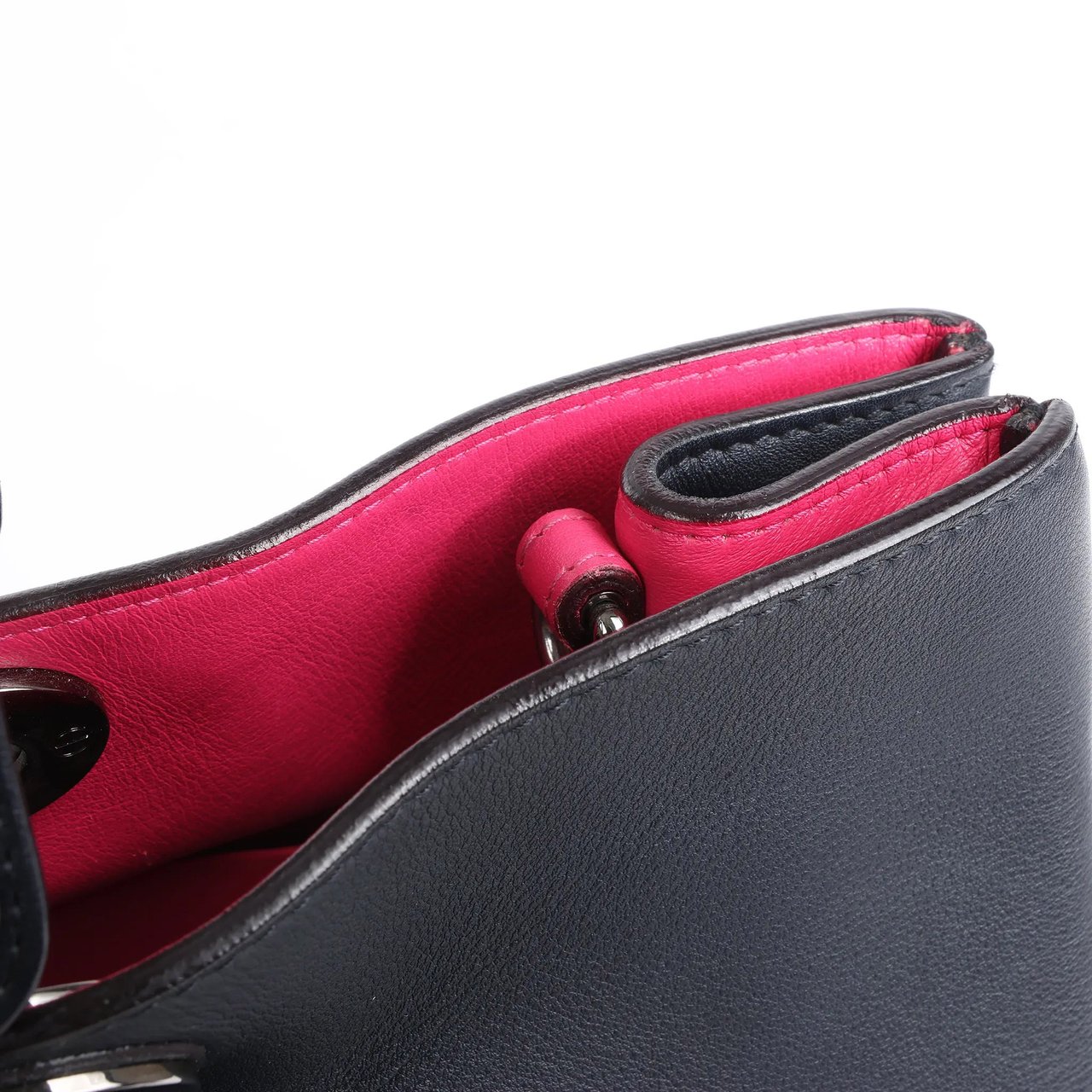 Dior Dior Diorissimo Smooth Leather Large 2Way Handbag in Black x Rose Indien Zwart