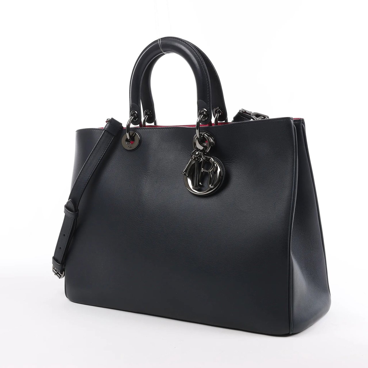 Dior Dior Diorissimo Smooth Leather Large 2Way Handbag in Black x Rose Indien Zwart