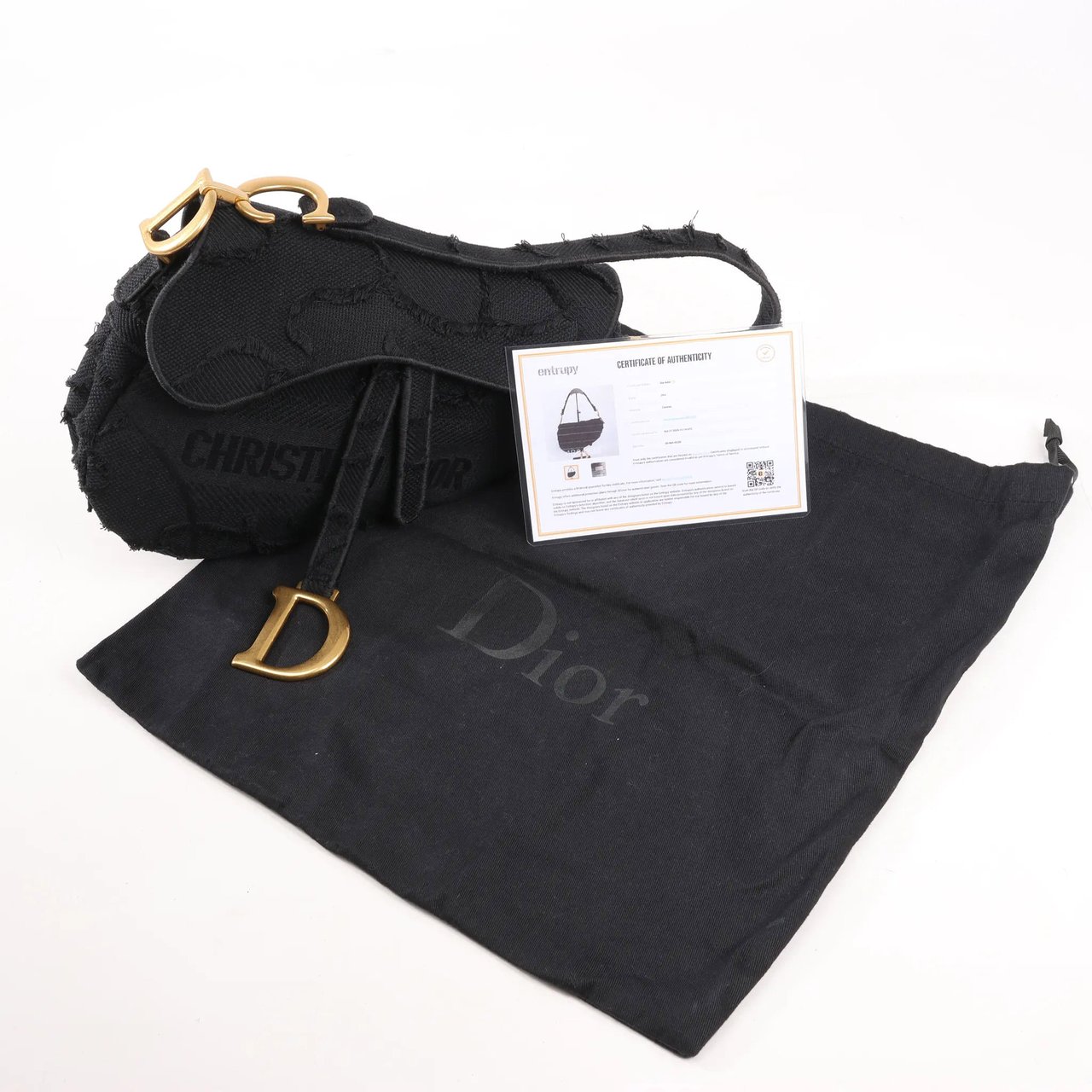 Dior Dior Saddle Classic Bag Canvas Shoulder Bag in Black Zwart