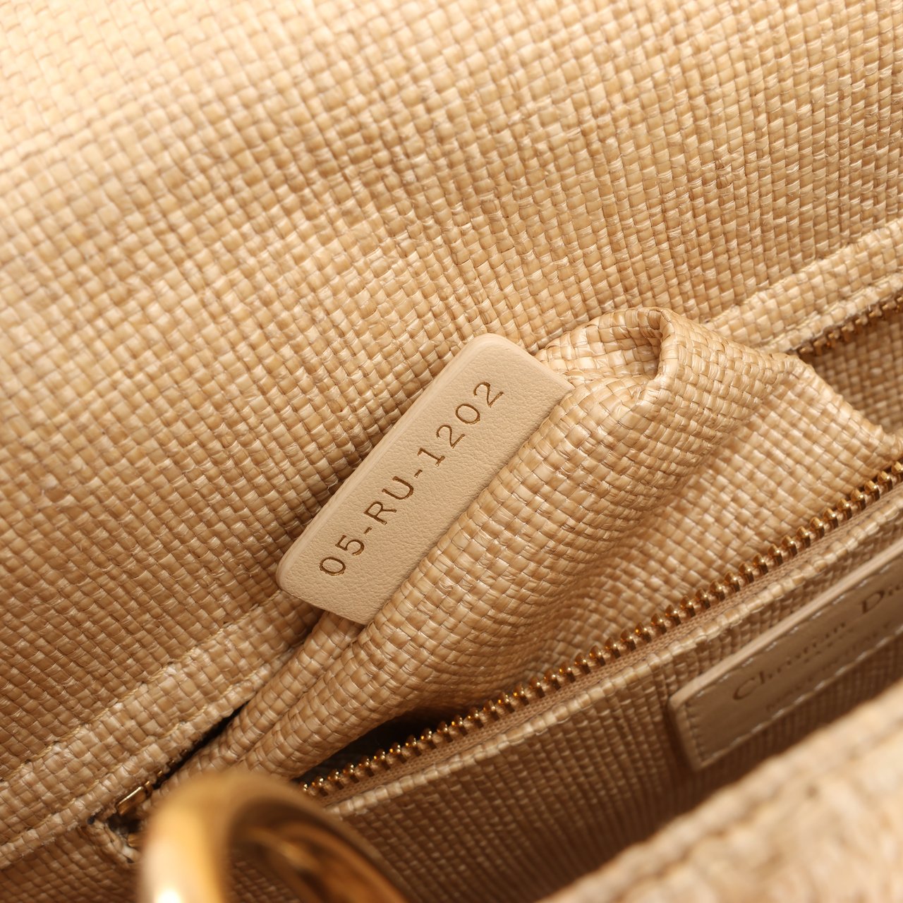 Dior Dior Lady D-Lite Raffia Woven Cannage Embroidered Medium 2Way Handbag in Beige Beige