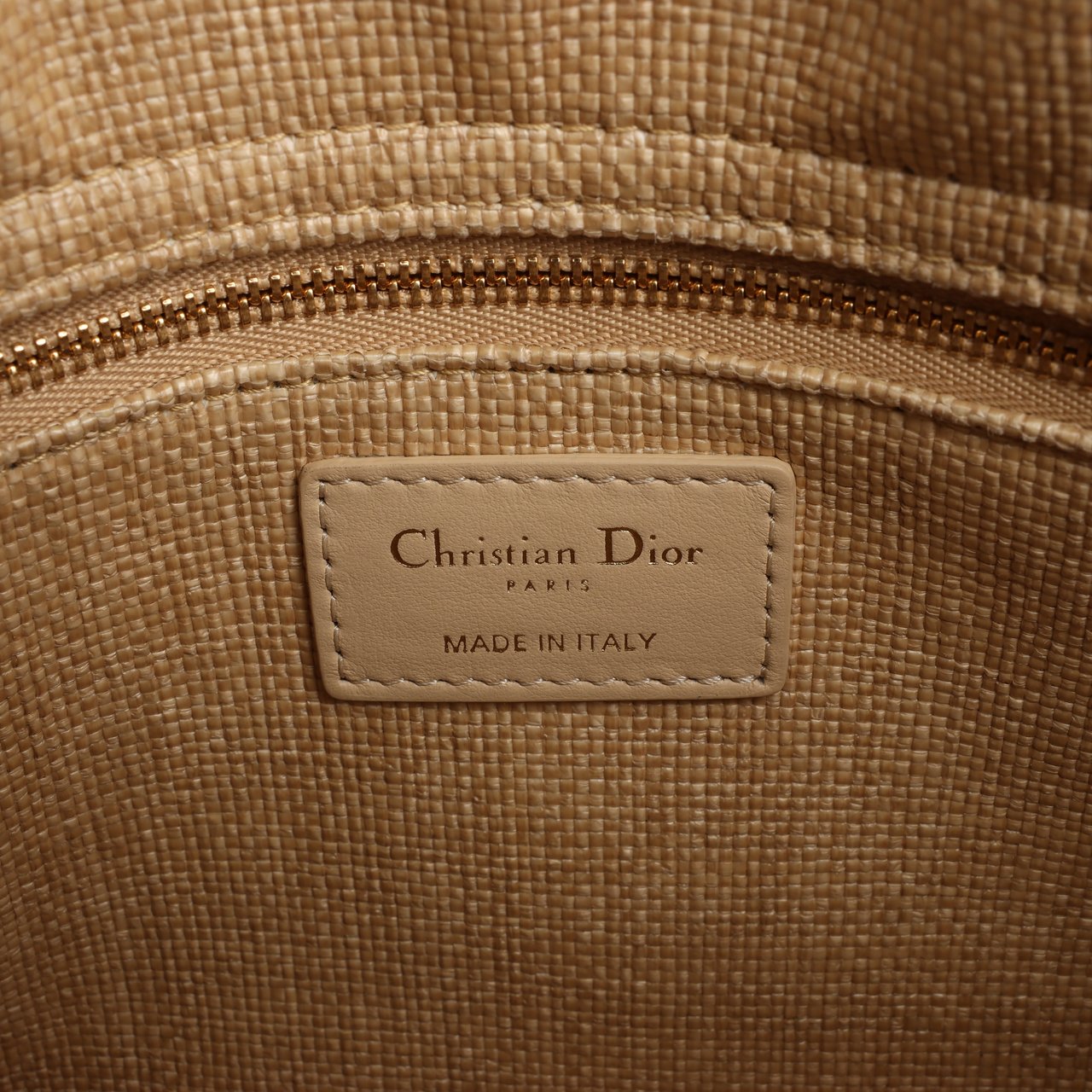 Dior Dior Lady D-Lite Raffia Woven Cannage Embroidered Medium 2Way Handbag in Beige Beige