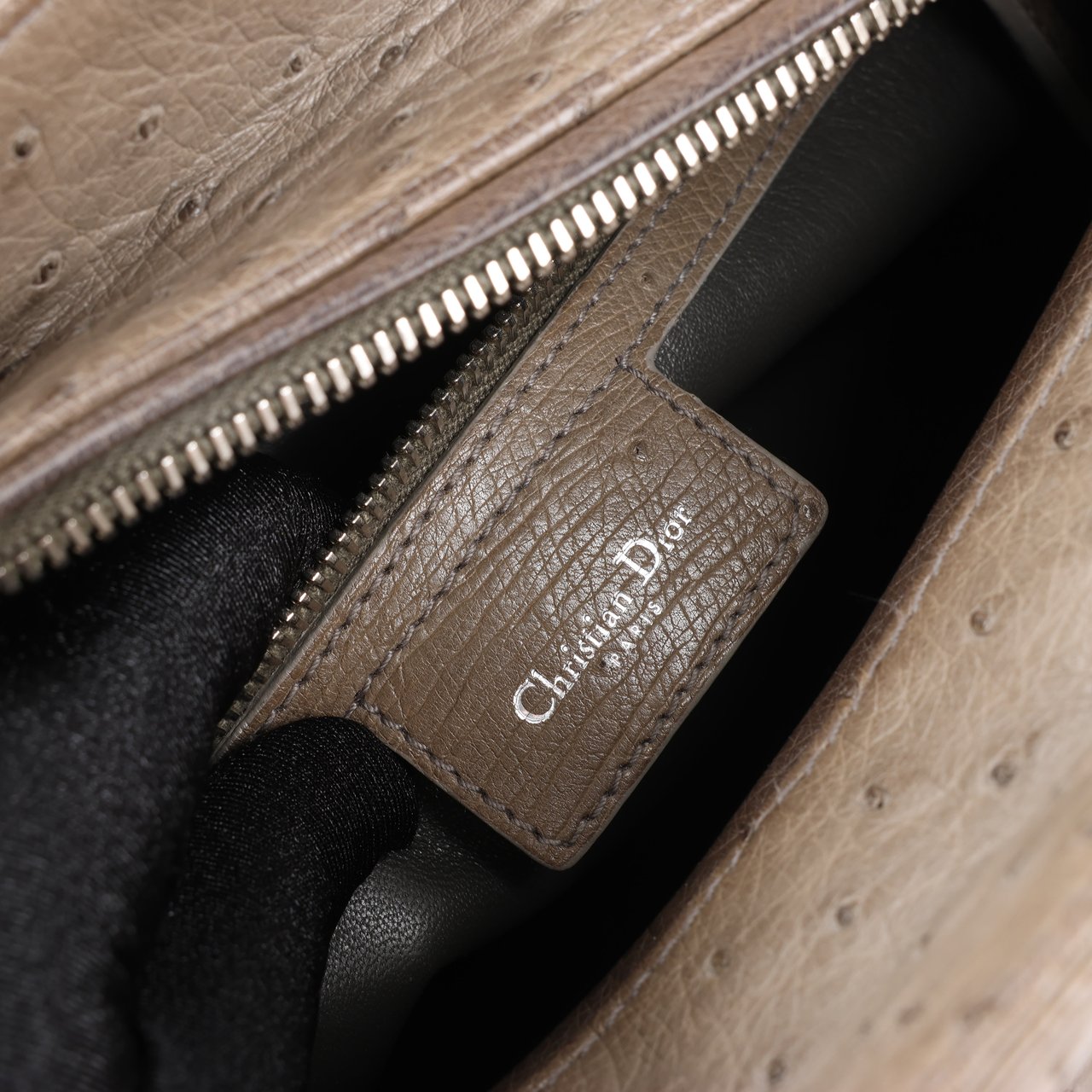 Dior Dior Lady Dior Ostrich Large 2Way Handbag in Brown Bruin