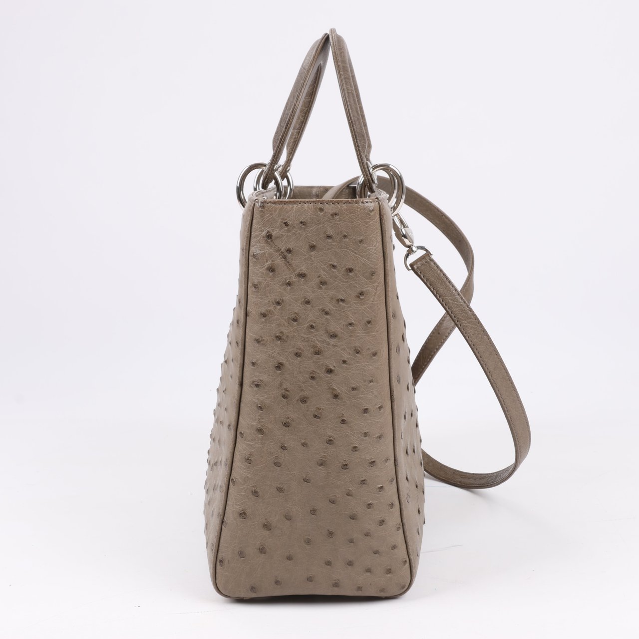 Dior Dior Lady Dior Ostrich Large 2Way Handbag in Brown Bruin
