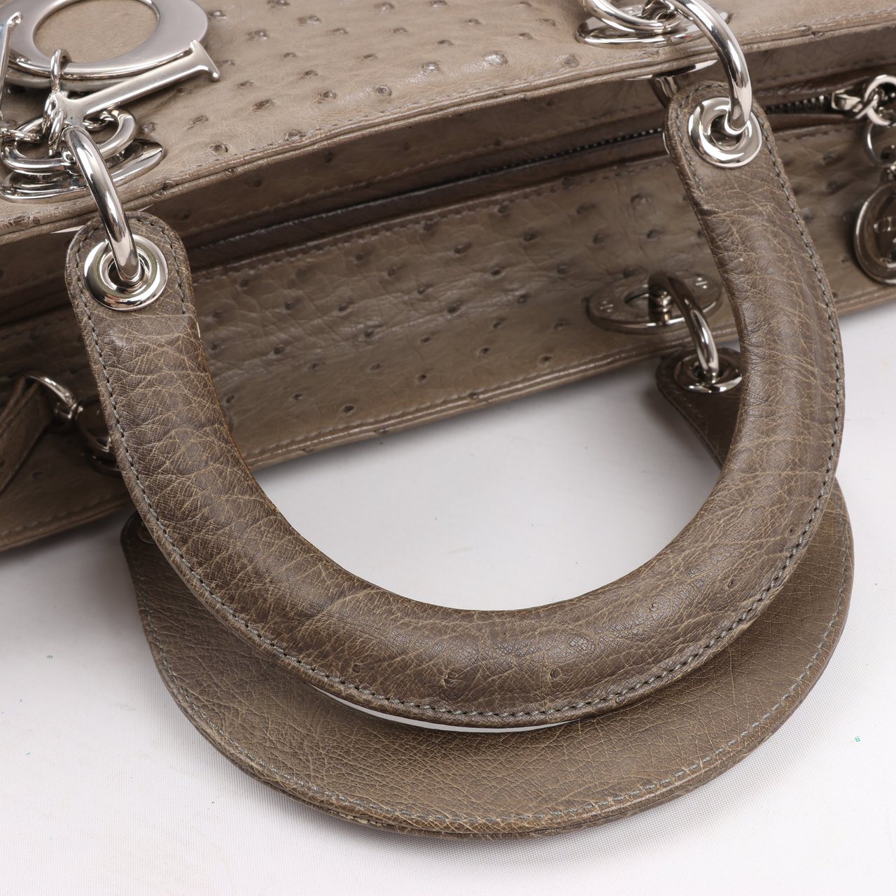 Dior Dior Lady Dior Ostrich Large 2Way Handbag in Brown Bruin