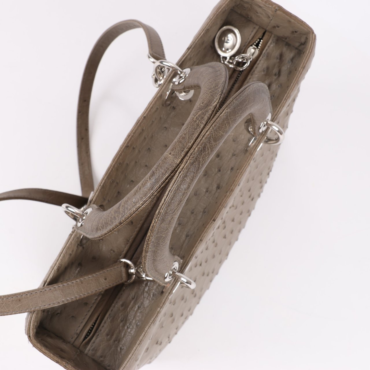 Dior Dior Lady Dior Ostrich Large 2Way Handbag in Brown Bruin