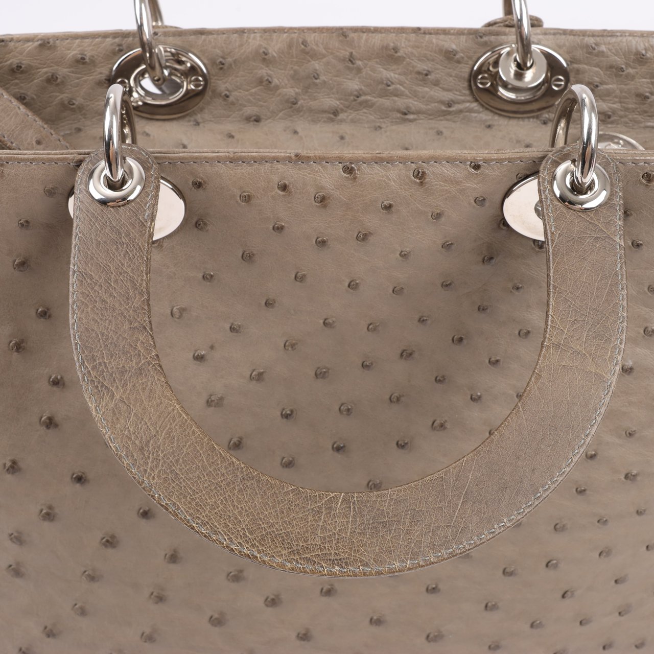 Dior Dior Lady Dior Ostrich Large 2Way Handbag in Brown Bruin