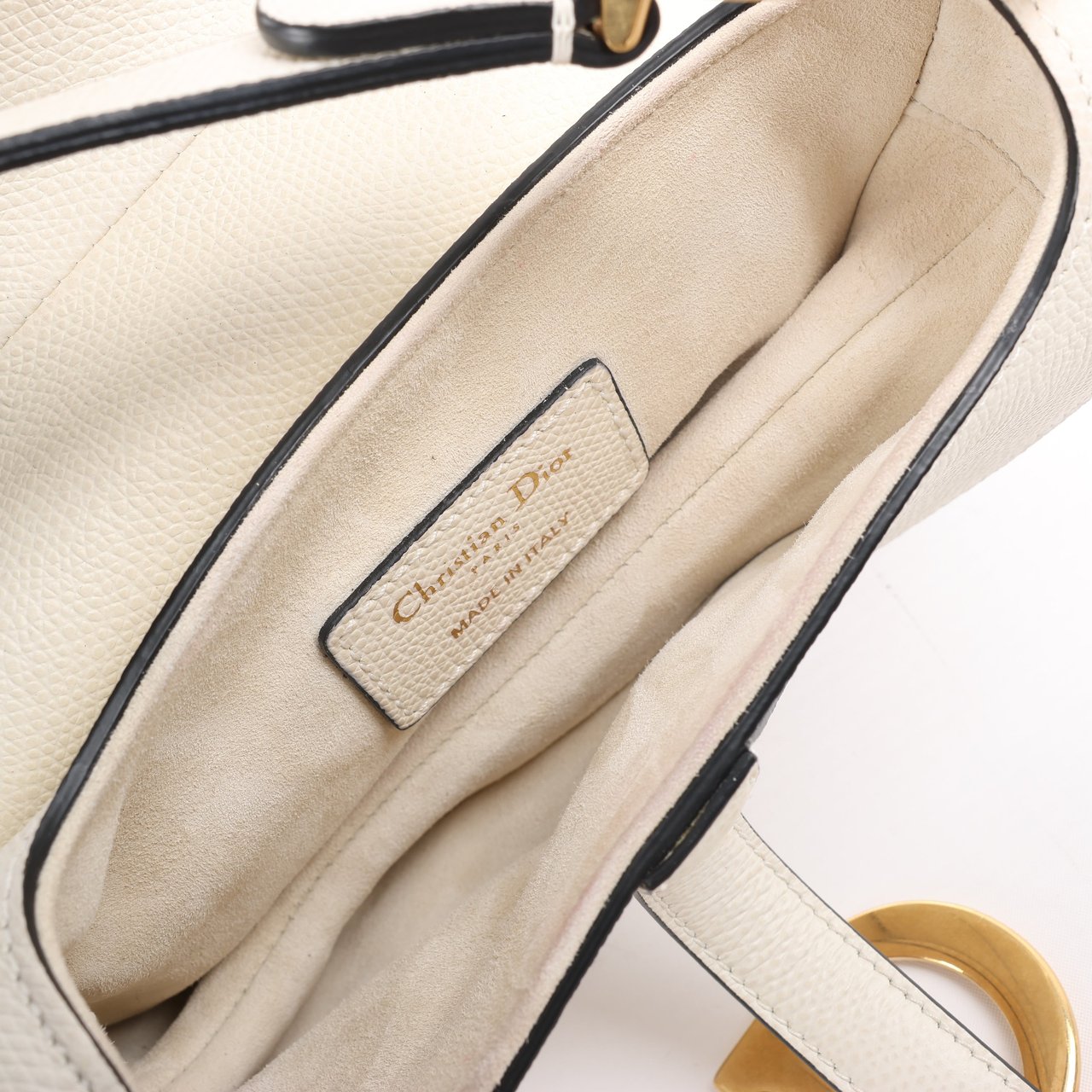 Dior Dior Saddle Mini Bag Leather Handbag in Ecru Beige
