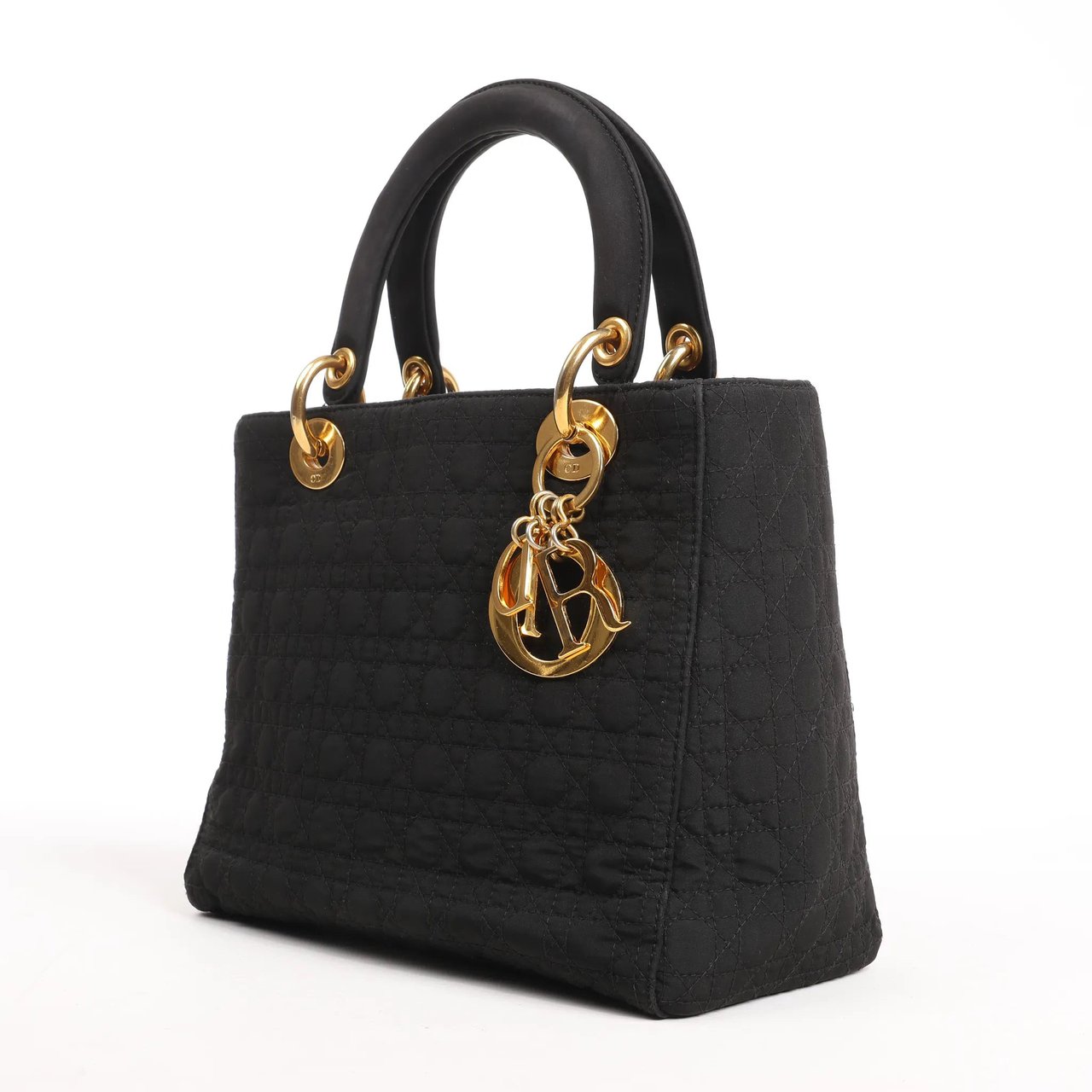 Dior Dior Lady Dior Cannage Nylon Handbag in Black Zwart