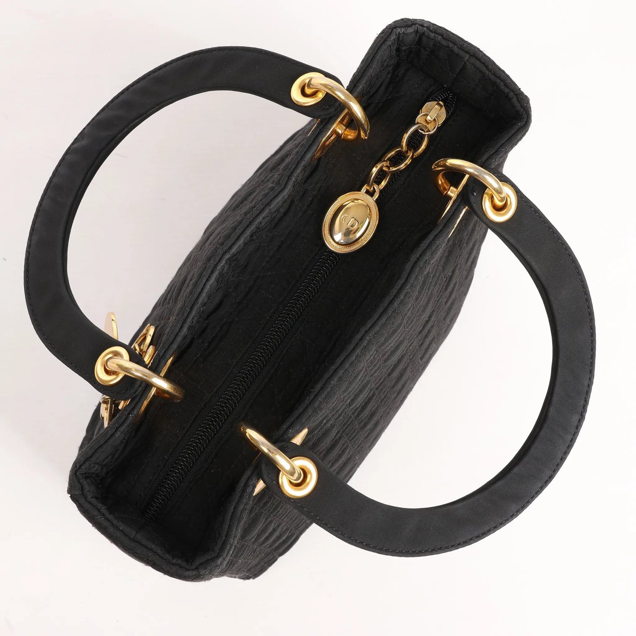 Dior Dior Lady Dior Cannage Nylon Handbag in Black Zwart