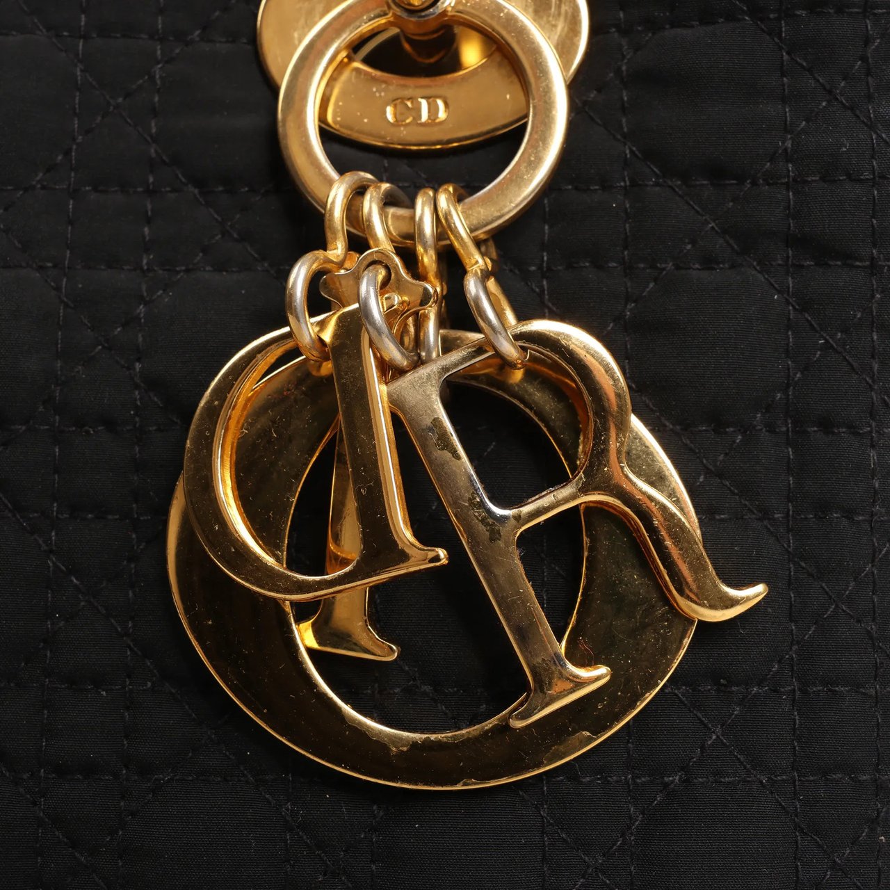 Dior Dior Lady Dior Cannage Nylon Handbag in Black Zwart