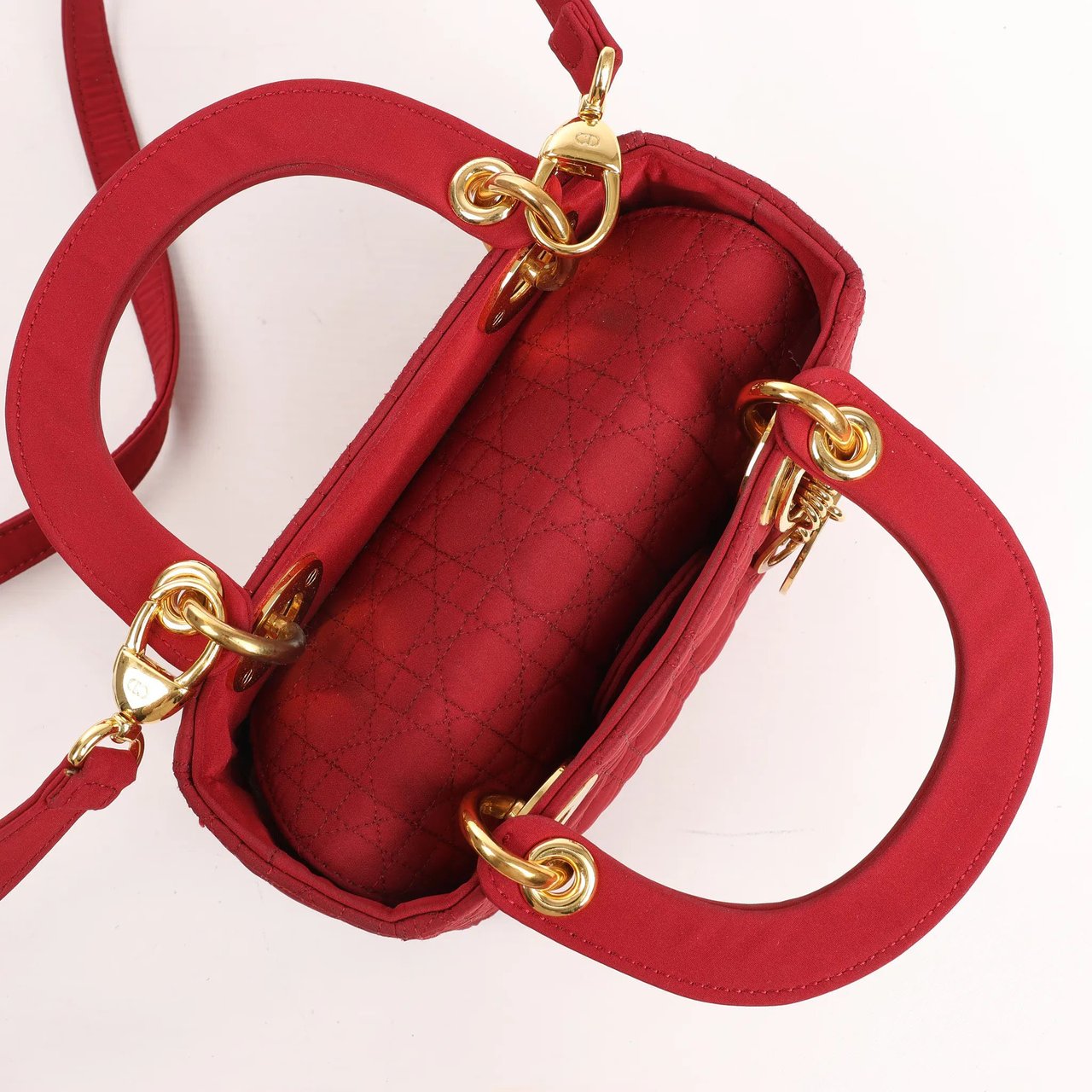 Dior Dior Lady Dior Mini Cannage Nylon Handbag in Red Divers