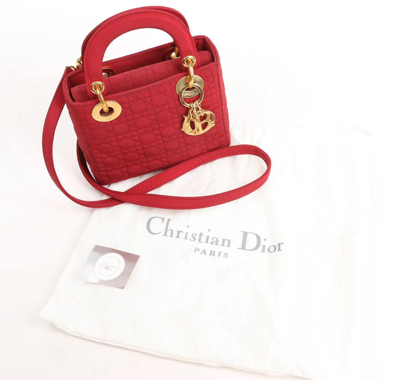 Dior Dior Lady Dior Mini Cannage Nylon Handbag in Red Divers
