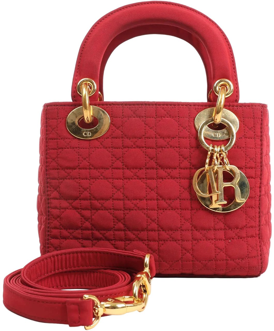Dior Dior Lady Dior Mini Cannage Nylon Handbag in Red Divers