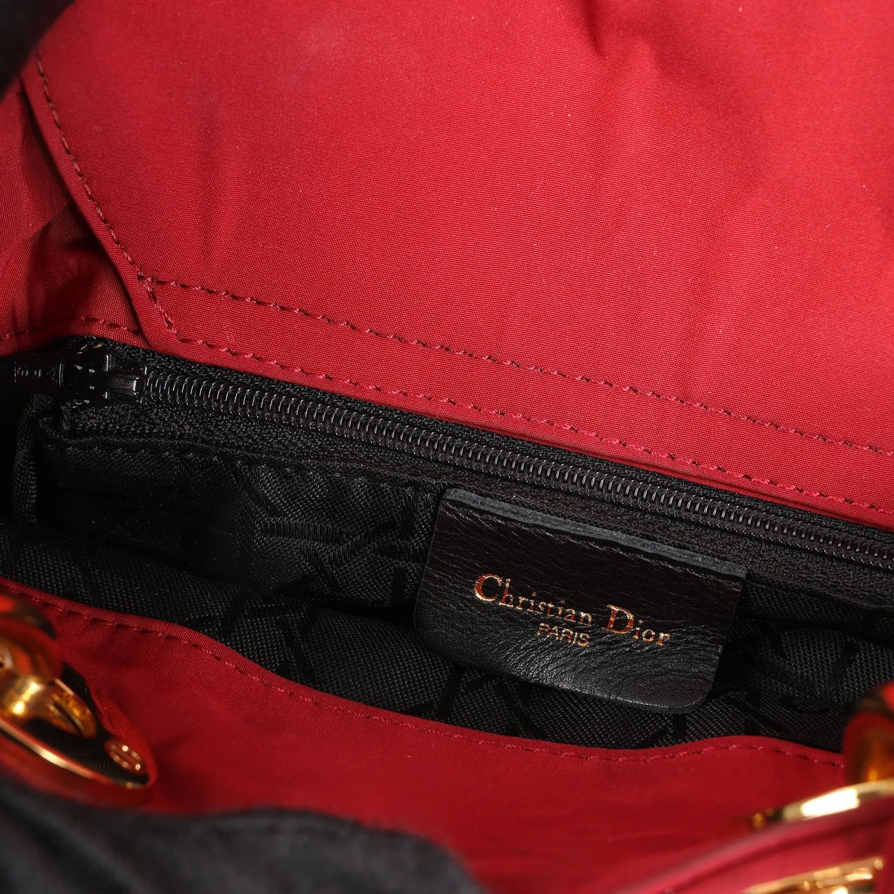 Dior Dior Lady Dior Mini Cannage Nylon Handbag in Red Divers