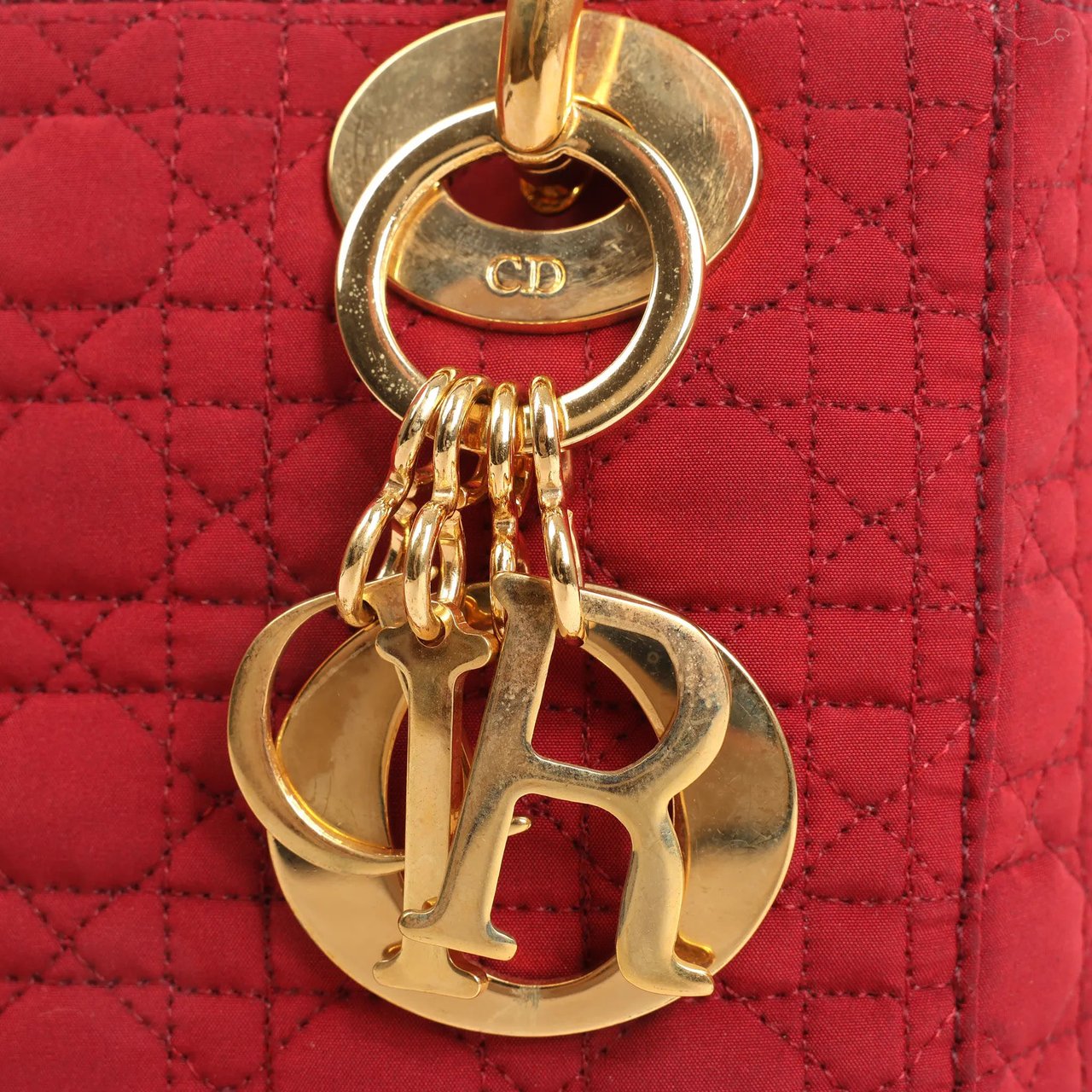Dior Dior Lady Dior Mini Cannage Nylon Handbag in Red Divers