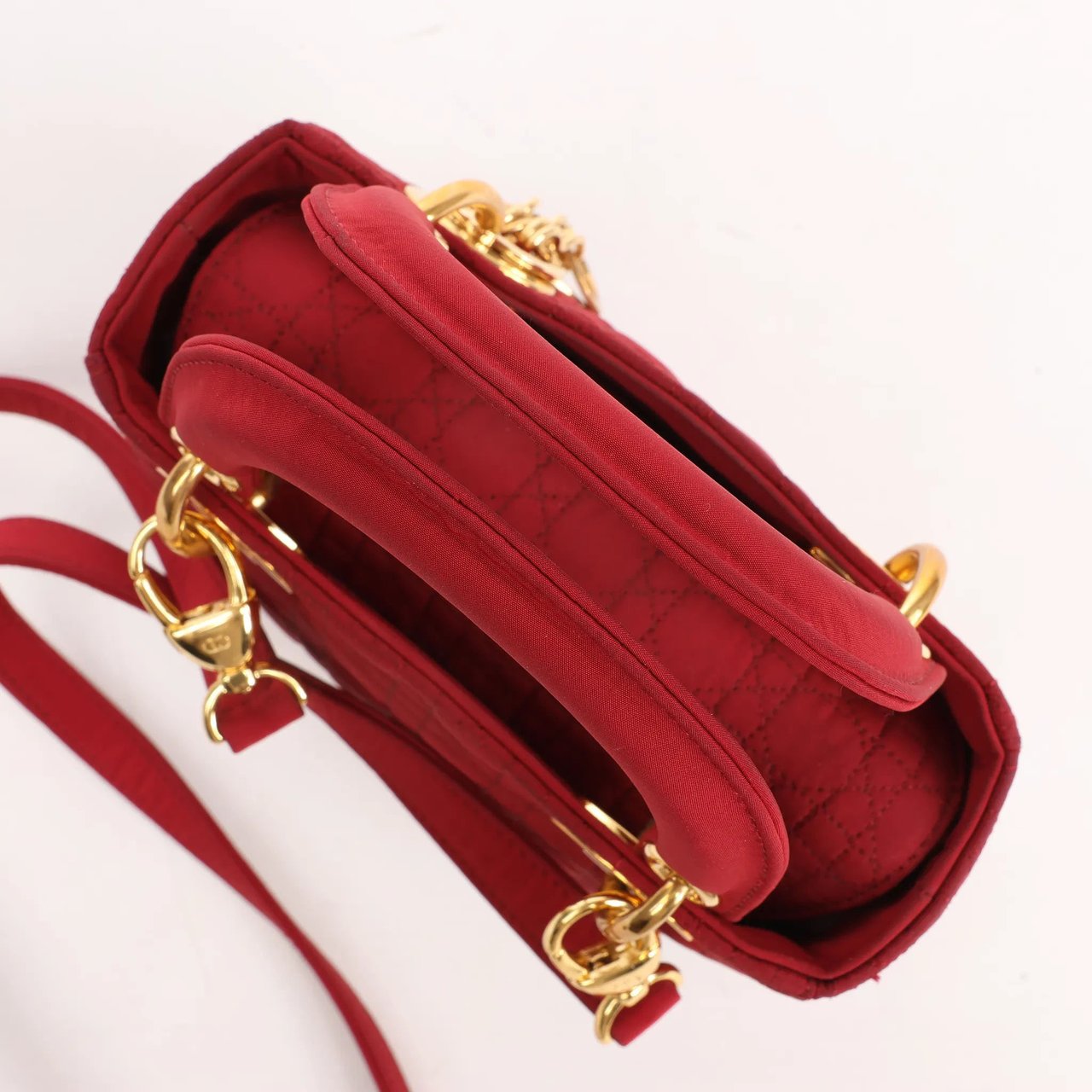 Dior Dior Lady Dior Mini Cannage Nylon Handbag in Red Divers
