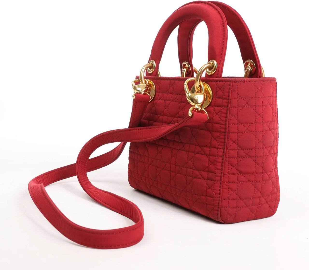 Dior Dior Lady Dior Mini Cannage Nylon Handbag in Red Divers