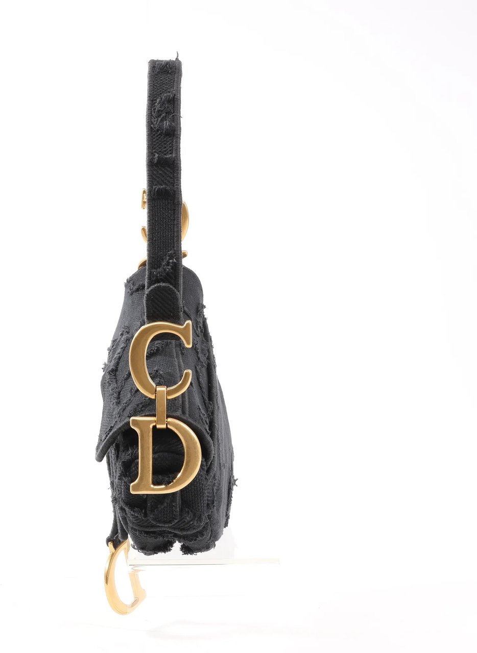 Dior Dior Saddle Classic Bag Canvas Shoulder Bag in Black Zwart