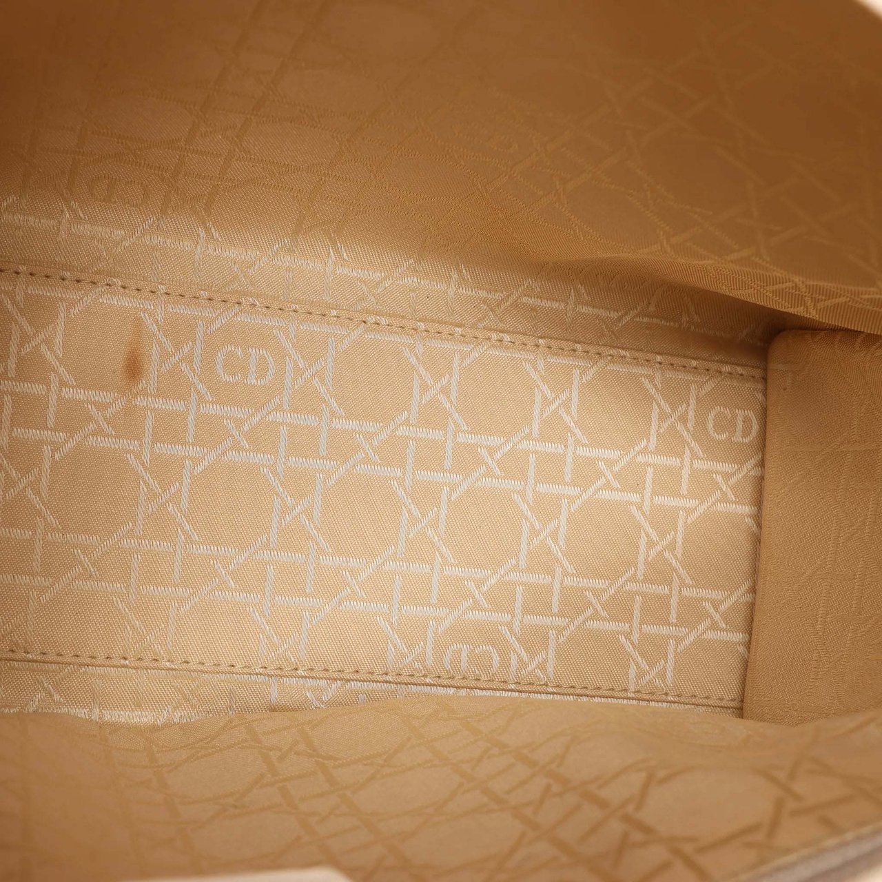 Dior Dior Lady Dior Leather Cannage Large Handbag in Beige Beige