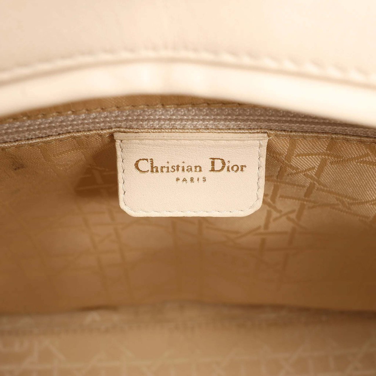 Dior Dior Lady Dior Leather Cannage Large Handbag in Beige Beige