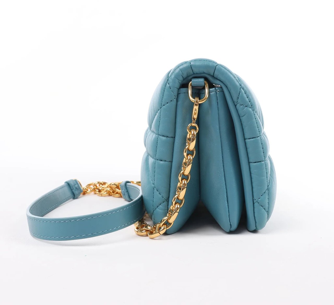 Dior Dior Caro Macrocannage Leather Chain Shoulder Bag in Blue Blauw