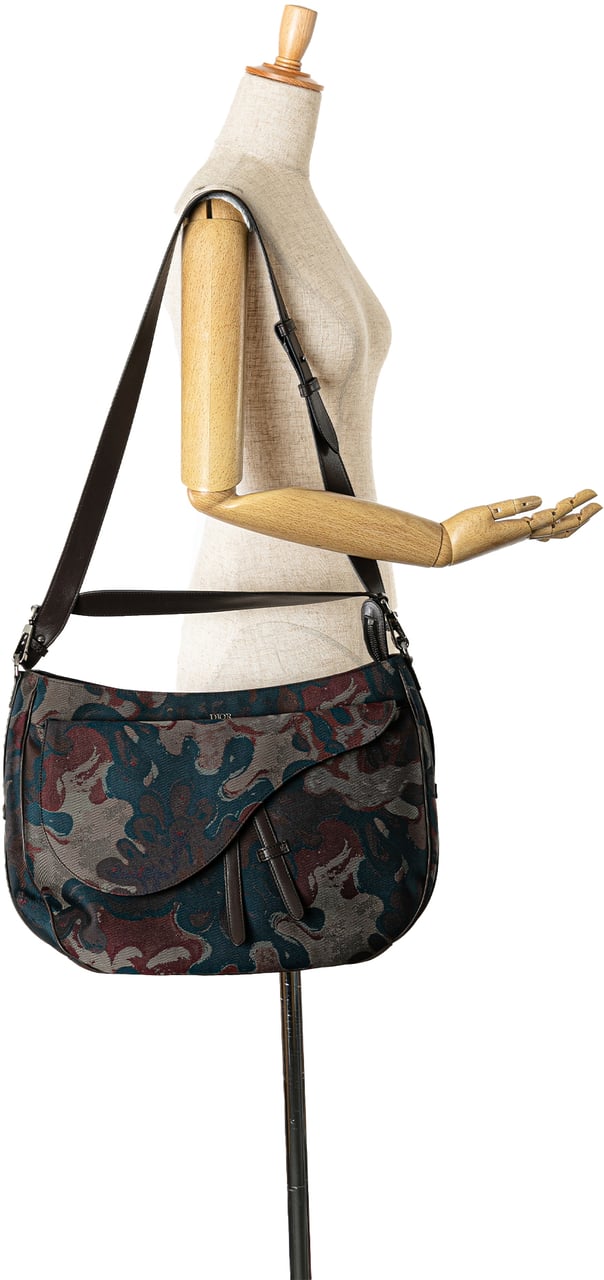 Dior Peter Doig Denim Camouflage Soft Saddle Bag Bruin