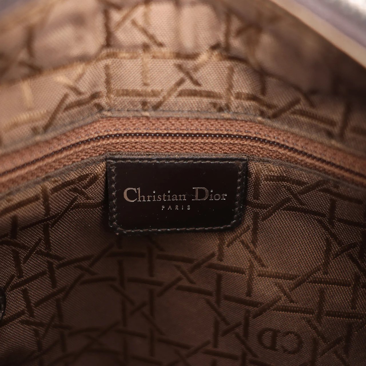 Dior Dior Lady Dior Cannage Nylon x Leather 2Way Handbag in Brown Bruin