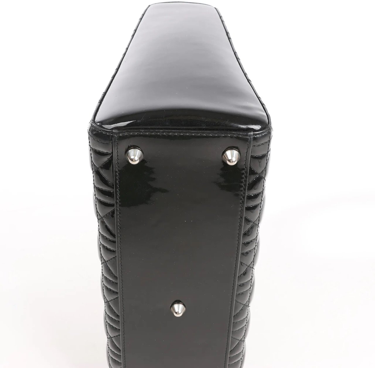 Dior Dior Lady Dior Large Patent Leather Cannage 2Way Handbag in Black Zwart