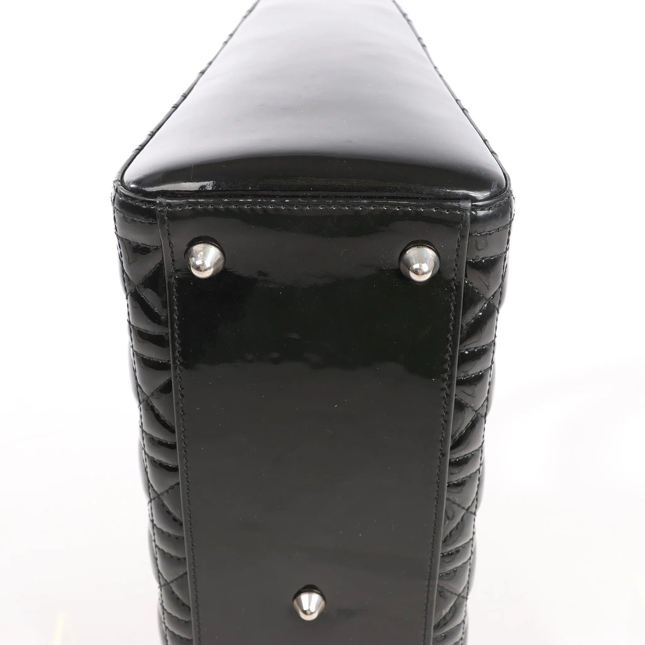 Dior Dior Lady Dior Large Patent Leather Cannage 2Way Handbag in Black Zwart