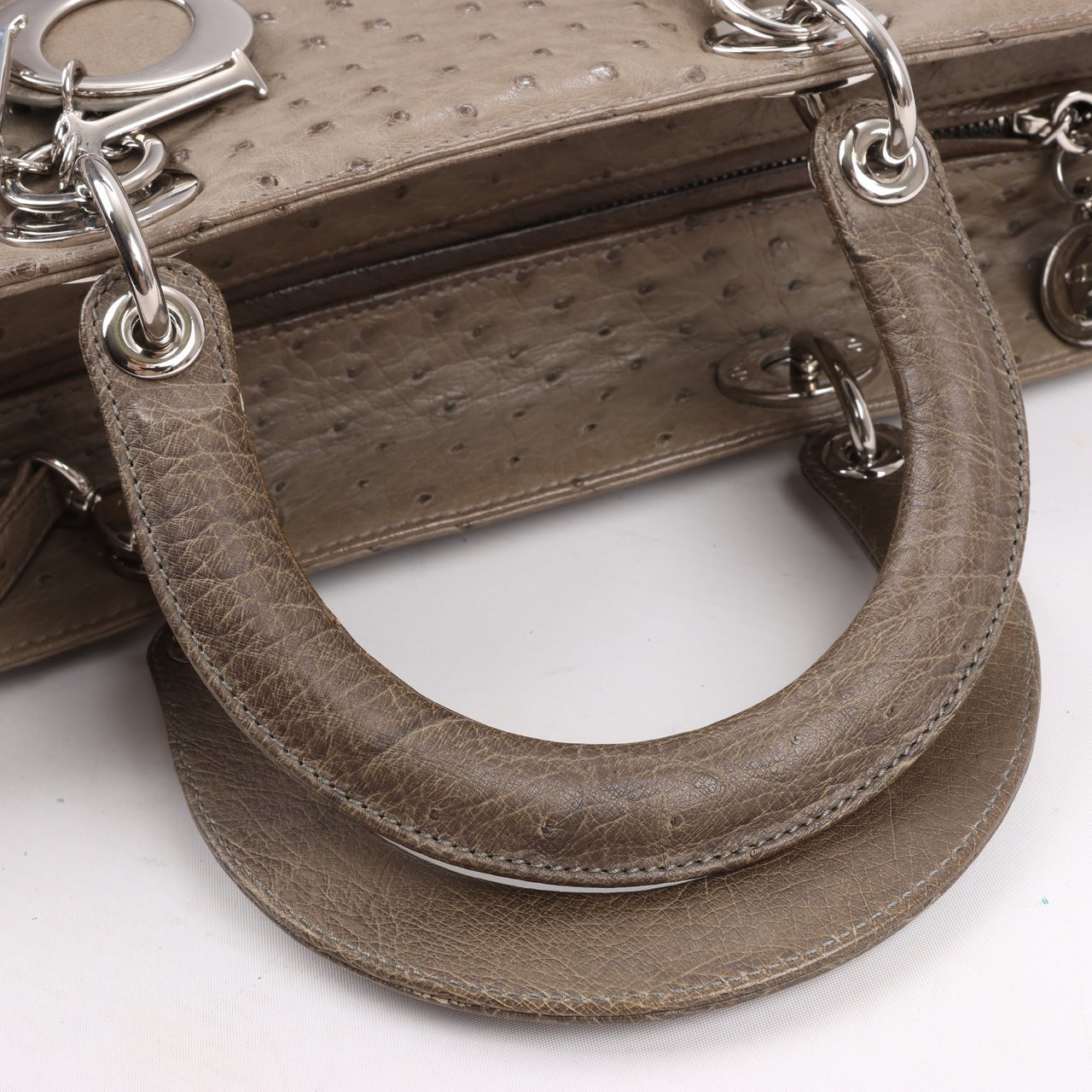 Dior Dior Lady Dior Ostrich Large 2Way Handbag in Brown Bruin