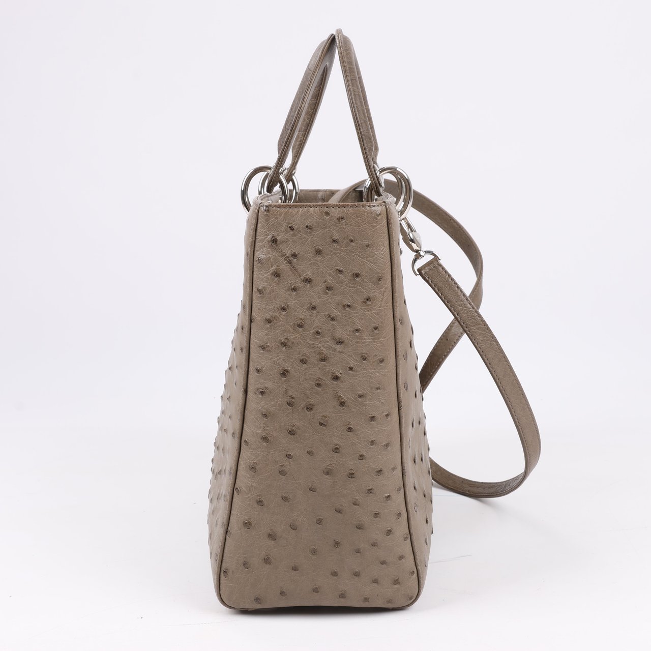 Dior Dior Lady Dior Ostrich Large 2Way Handbag in Brown Bruin