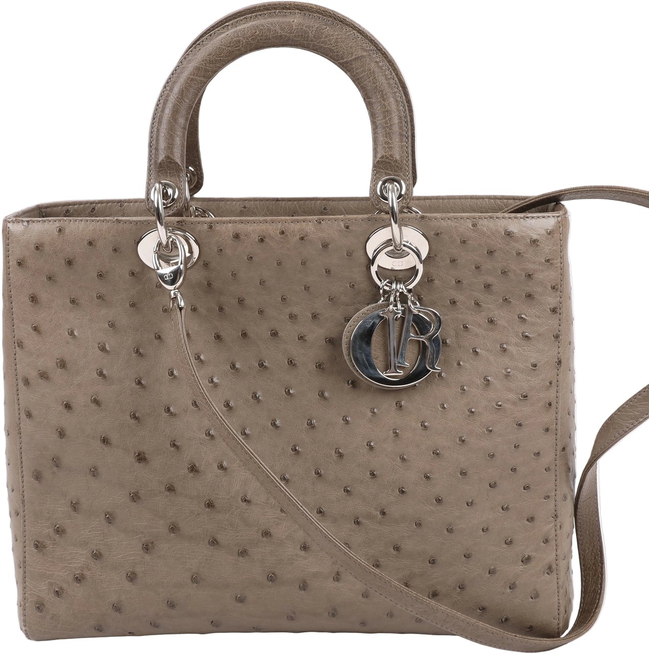 Dior Dior Lady Dior Ostrich Large 2Way Handbag in Brown Bruin