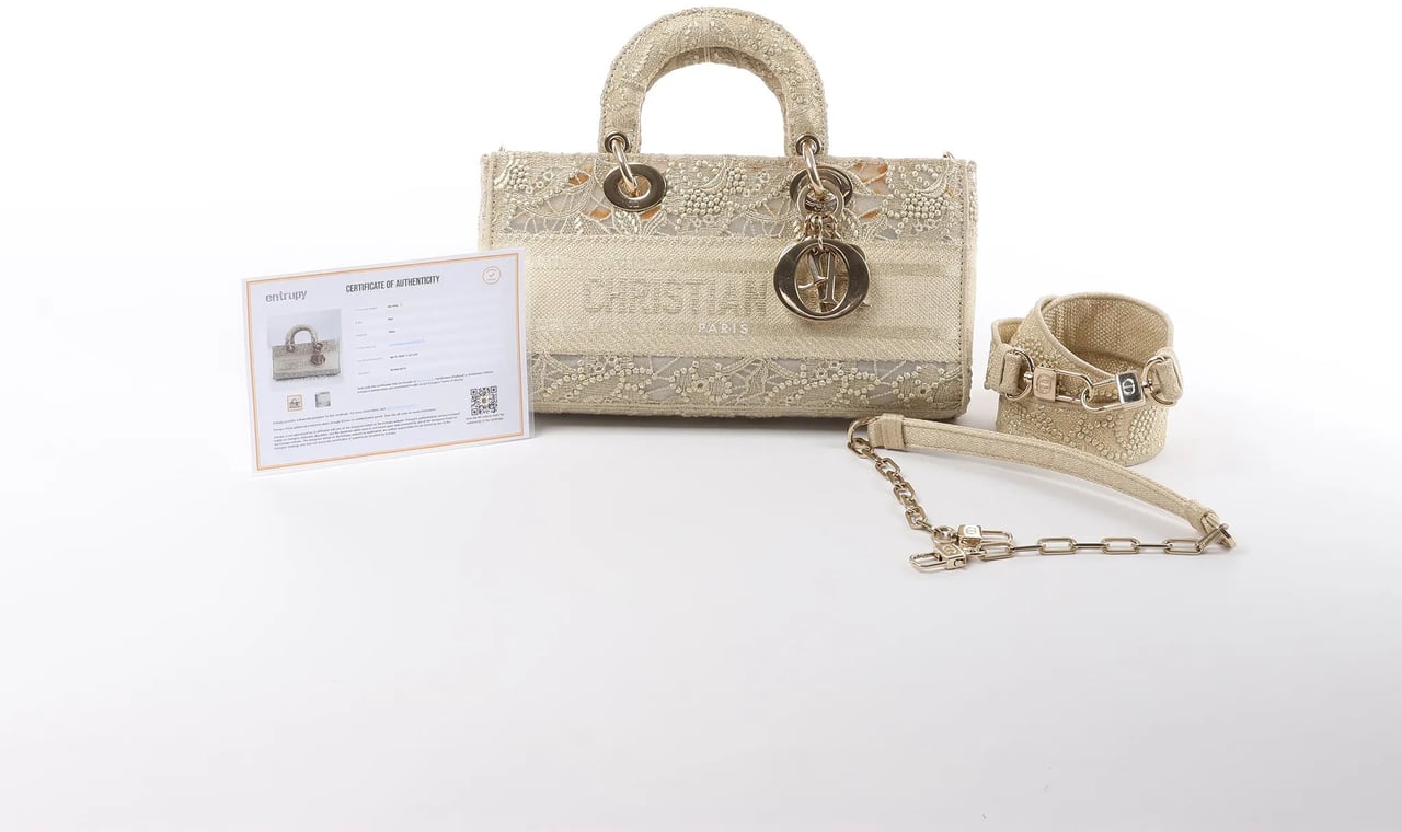 Dior Dior Lady D-Joy Racing 2Way Handbag in Beige Beige