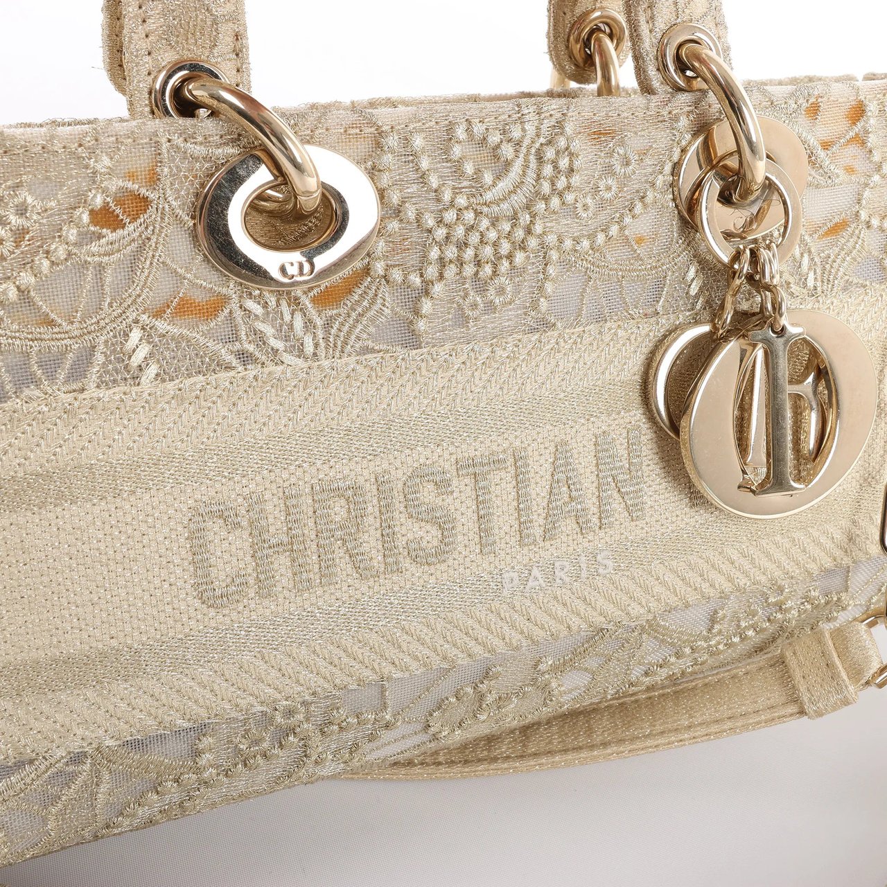 Dior Dior Lady D-Joy Racing 2Way Handbag in Beige Beige