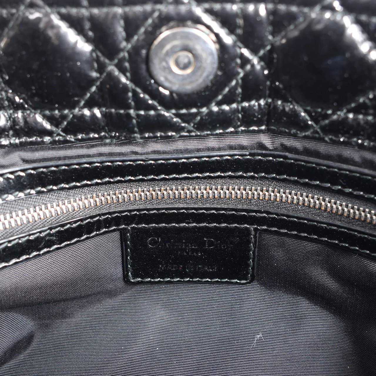 Dior Dior Soft Lady Dior Patent Leather Cannage Large Shoulder Bag in Black Zwart