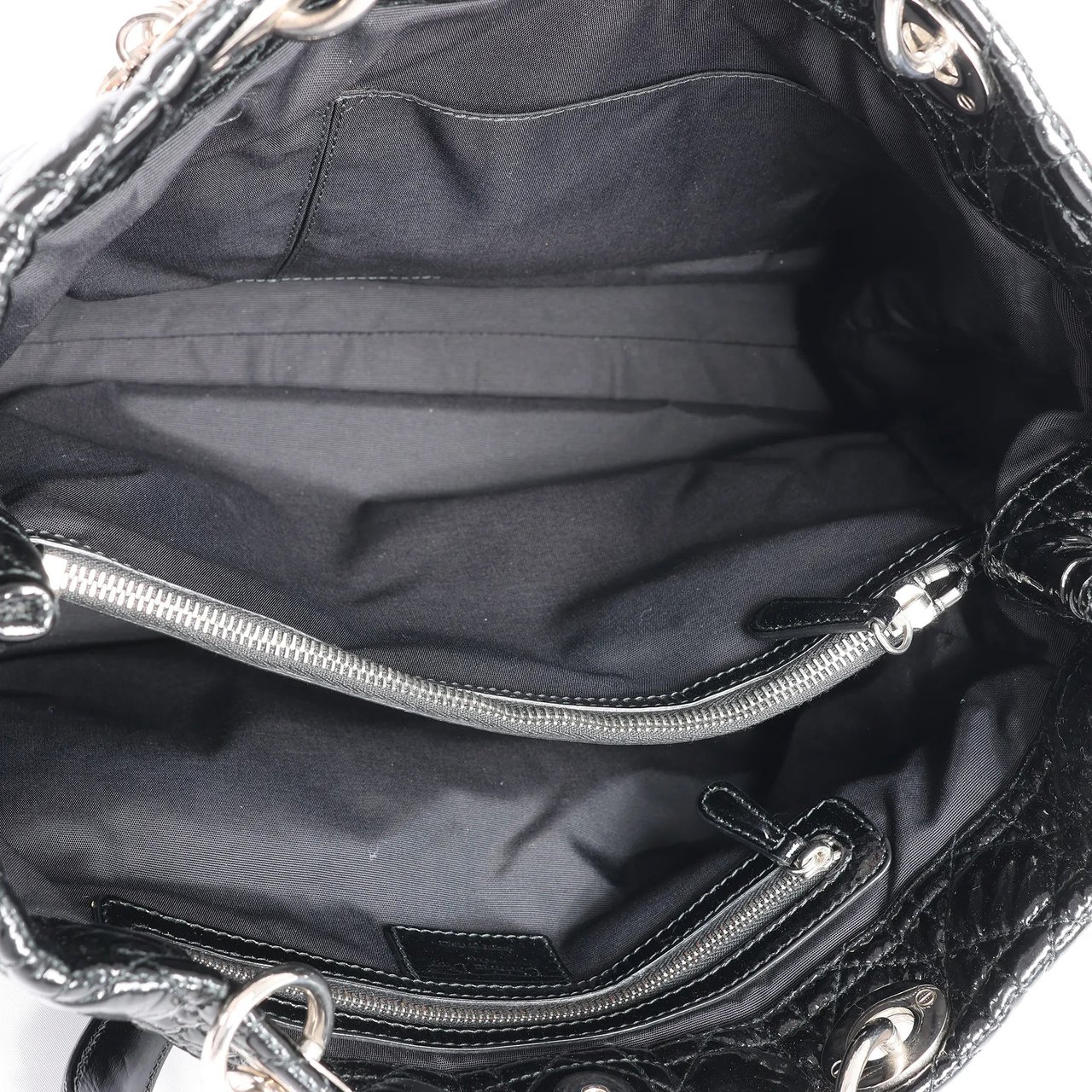 Dior Dior Soft Lady Dior Patent Leather Cannage Large Shoulder Bag in Black Zwart